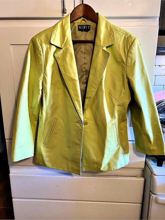 Mixit Jackets & Blazers - MIXIT Women's Light Green Leather Blazer Jacket Like New